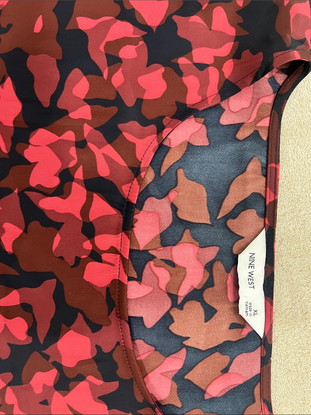 Nine West Red, Brown & Black A-Line Print Skirt